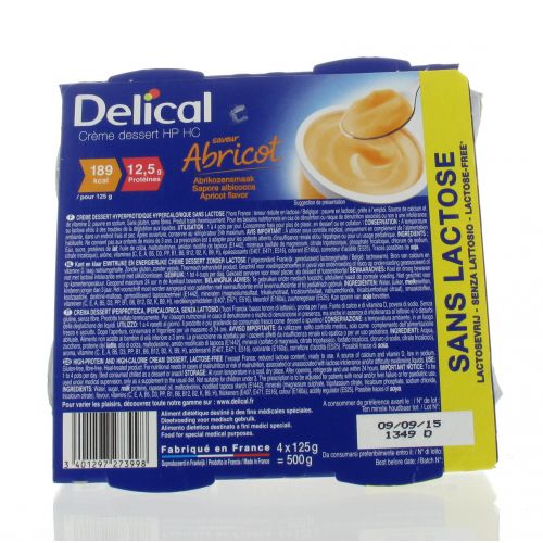 DELICAL CREME DESSERT SANS LACTOSE HP-HC ABRICOT 4 X 125 G
