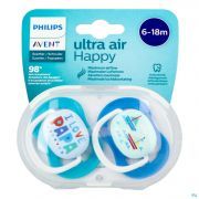 Avent Sucette Ultra Air Boy +6 Mois Happy Boy