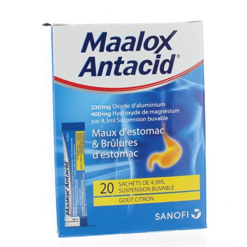MAALOX ANTACID 230/400 MG STICK CITRON 20 X 4,3 ML