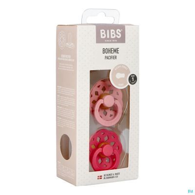 Bibs 1 Sucette Boheme Duo Dusty Pink&coral
