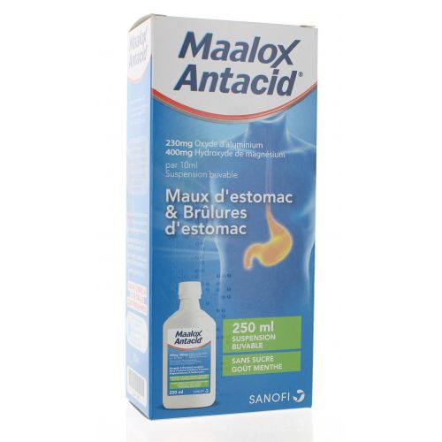 MAALOX ANTACID SUSPENSION BUVABLE 230/400 MG 250 ML 
