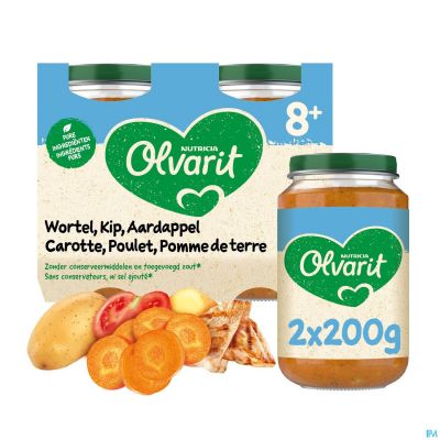 Olvarit Carotte Poulet Puree 2x200g 8m01