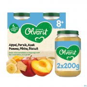 Olvarit Fruit Pomme Peche Biscuit 2x200g 8m54