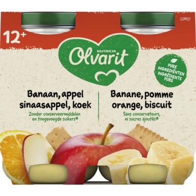 Olvarit Banaan Appel Sinaasappel Koek 2x200g 12m51