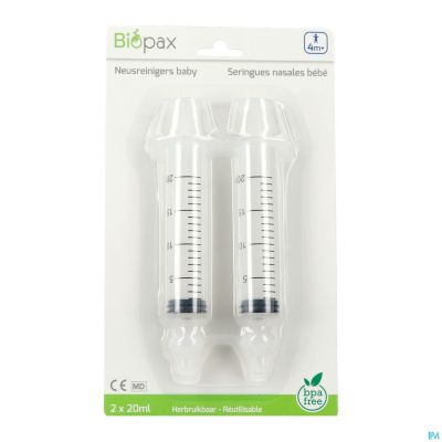 Biopax Seringue Nasale Bebe 4m+ 2x20ml + 2 Embouts