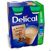 Delical Melkdrank Z/suiker Koffie 4X200Ml