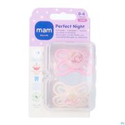Mam Perfect Night Sucette Silicone Pure 0-6 Mois Rose (2)