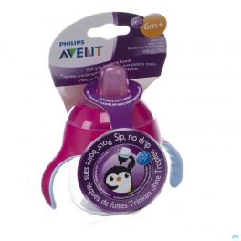 Philips Avent Lekvrije Beker Pinguin Roze 200ml SCF751/07
