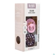 Bibs 1 Fopspeen Studio Duo Polka Mocha/pink