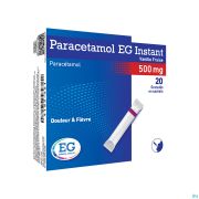 Paracetamol EG Inst.500Mg Vanil-Aardbei   Zakje 20