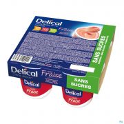 Delical Creme Dessert Hp-Hc Z/suik. Aardbei 4X125G - Detail 1