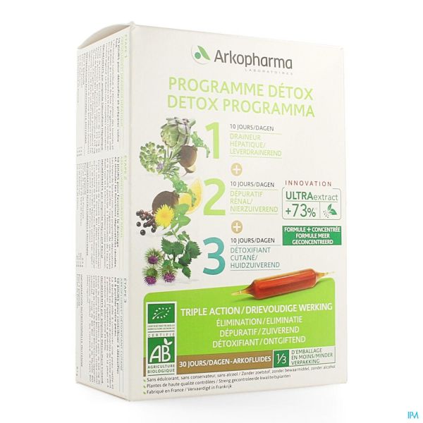 ARKOFLUIDE PROGRAMME DETOX 30 AMPOULES : Minceur | Pharmacodel ...