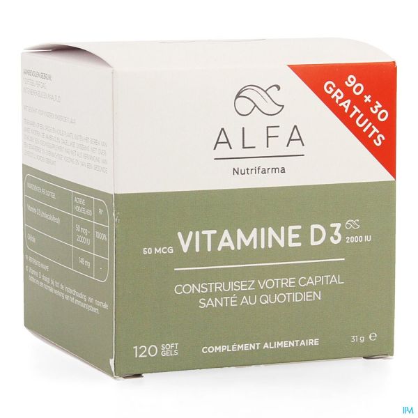 Alfa Vitamine D3 50mcg Softgel 120 Vitamine D Pharmacodel, votre