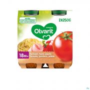 Olvarit Macaroni Tomate Jambon 2x250g 18m03