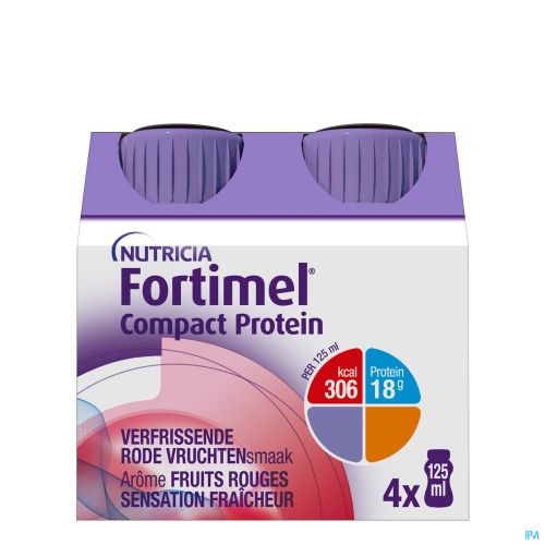 Fortimel Compact Protein Fruits Rouges Sensation Fraicheur Bouteilles 4x125 ml