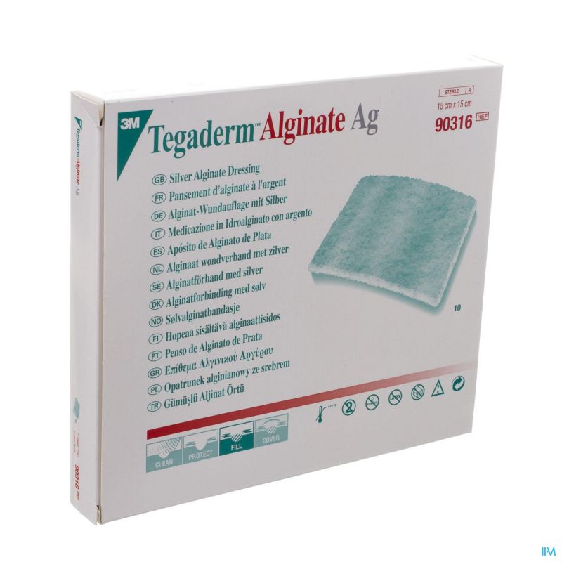 TEGADERM 3M ALGINATE AG 15 X 15 CM (10) Pansements et gels actifs
