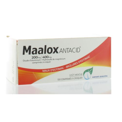 MAALOX ANTIACID 200/400 MG 100 COMPRIMES
