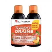 Fortepharma Turbodraine groene Thee Perzik Duo 2X500Ml